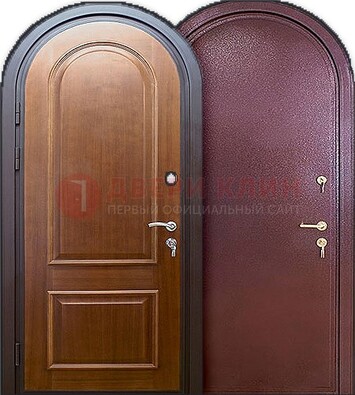 Железная арочная дверь с МДФ внутри ДА-14 в Хотьково
