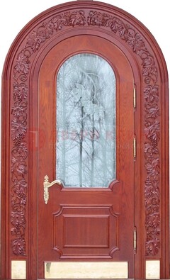 Толстая металлическая арочная дверь со стеклом ДА-20 в Ставрополе