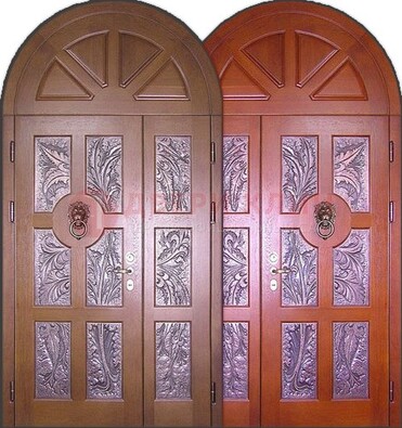 Металлическая арочная дверь со стеклом ДА-28 в коттедж в Вологде