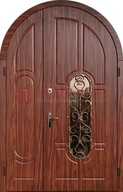 Арочная двухстворчатая стальная дверь Винорит ДА-54 в Вологде