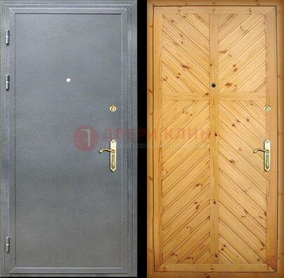 Серая металлическая дверь с евровагонкой ДЕ-12 в Вологде