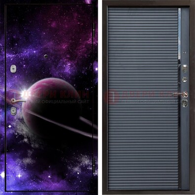 Черная металлическая дверь с фотопечатью ДФ-20 в Вологде