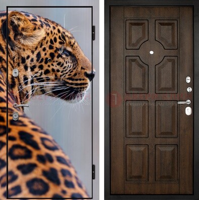 Металлическая дверь с фотопечатью леопарда ДФ-26 в Вологде