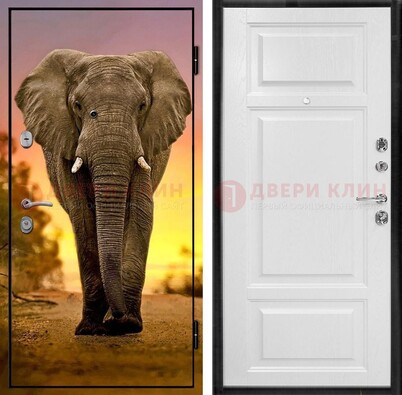 Металлическая дверь с фотопечатью слона ДФ-30 в Вологде