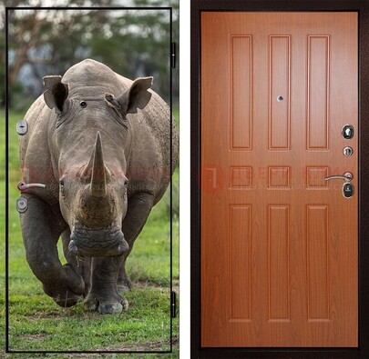 Металлическая дверь с фотопечатью носорога ДФ-31 в Вологде