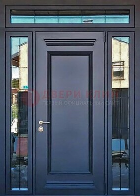 Черная металлическая дверь с фрамугой и филенкой ДФГ-19 в Вологде