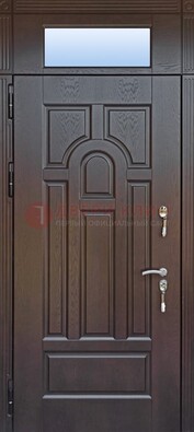 Железная дверь с фрамугой в коричневом цвете ДФГ-22 в Вологде