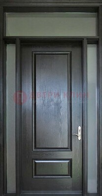 Черная металлическая дверь с фрамугами и стеклом ДФГ-24 в Вологде