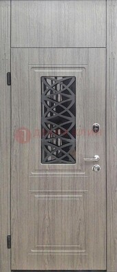 Металлическая дверь Винорит стекло и ковка с фрамугой ДФГ-33 в Вологде