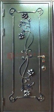 Железная дверь с ковкой с порошковым напылением ДК-15 в дом в Вологде