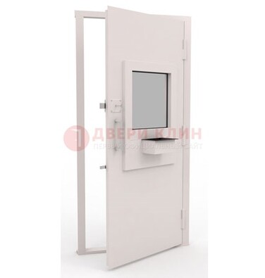 Белая металлическая дверь в кассу с нитроэмалью ДКС-4 в Вологде