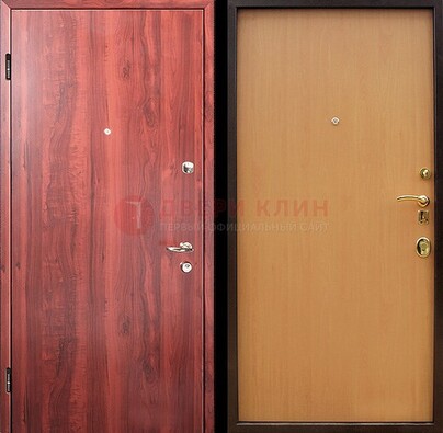 Красная железная дверь с ламинатом ДЛ-3 в Вологде