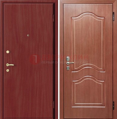 Красная металлическая дверь с ламинатом МДФ внутри ДЛ-8 в Вологде