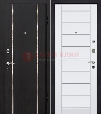 Черная входная дверь с МДФ и декоративными вставками ДМ-143 в Вологде