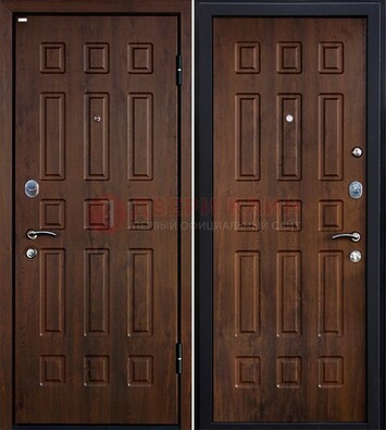 Коричневая металлическая дверь с МДФ ДМ-156 для квартиры в Вологде