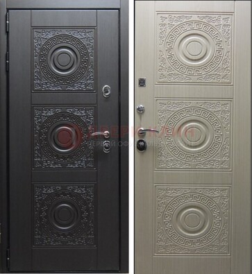 Темная стальная дверь с МДФ ДМ-161 для коттеджа в Вологде