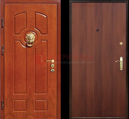Оранжевая стальная дверь с МДФ ламинат внутри ДМ-18 в квартиру в Вологде