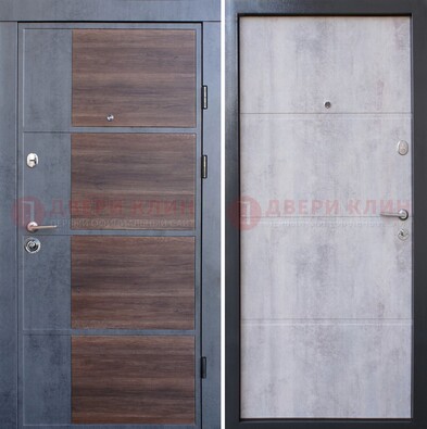 Серая железная дверь коричневой вставкой МДФ ДМ-211 в Вологде