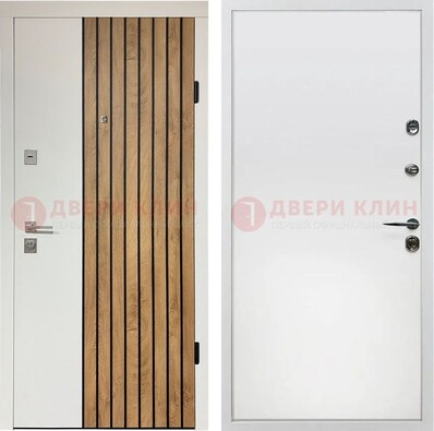 Белая с коричневой вставкой филенчатая дверь МДФ ДМ-278 в Вологде