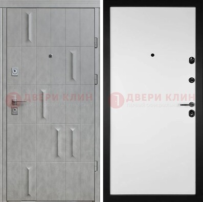 Серая стальная дверь с рисунком МДФ и внутри Белый ясень ДМ-280 в Вологде