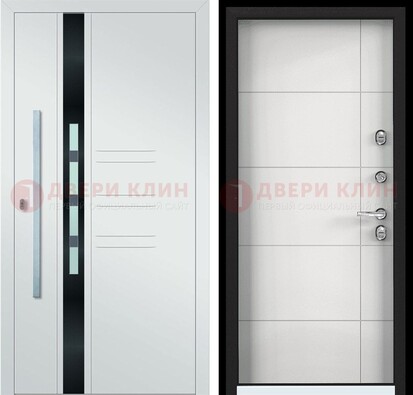 Металлическая дверь в белом цвете с МДФ ДМ-323 в Вологде