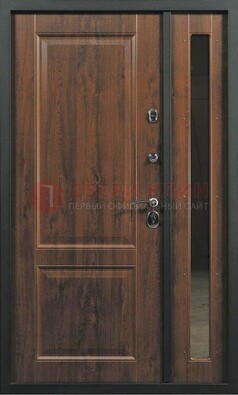 Темная железная дверь с панелью МДФ с зеркалом ДМ-338 в Вологде