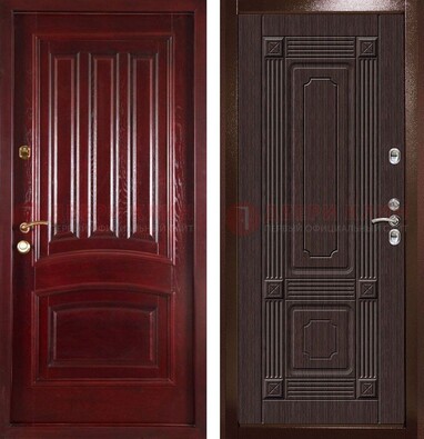 Красная стальная дверь с филенчатой МДФ ДМ-398 в Вологде