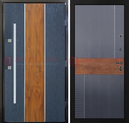 Темная металлическая дверь МДФ со вставками ДМ-411 в Вологде