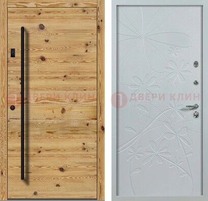 Металлическая дверь с МДФ в светлом цвете ДМ-412 в Вологде