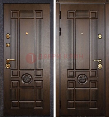 Квартирная коричневая железная дверь с МДФ ДМ-45 в Вологде