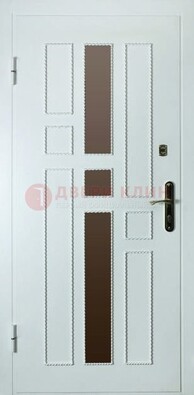 Белая стальная дверь с МДФ и декоративными вставками ДМ-62 в Вологде