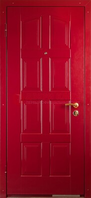 Красная стальная дверь с МДФ с рисунком ДМ-94 в квартиру в Вологде