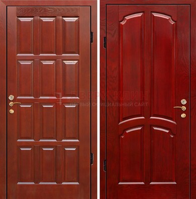 Красная металлическая дверь с массивом дуба ДМД-15 в Вологде