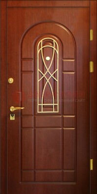 Коричневая входная дверь с массивом дуба с рисунком ДМД-33 в Вологде
