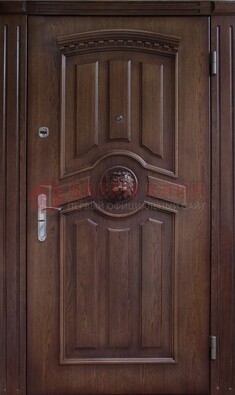 Темная железная дверь с массивом дуба с украшением ДМД-40 в Вологде