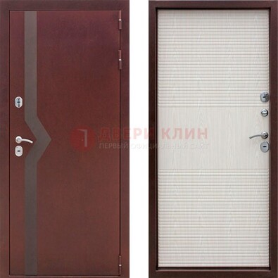 Бордовая металлическая дверь с порошковым напылением ДП-100 в Вологде