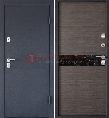 Черная железная дверь с порошковым напылением МДФ внутри ДП-114 в Вологде