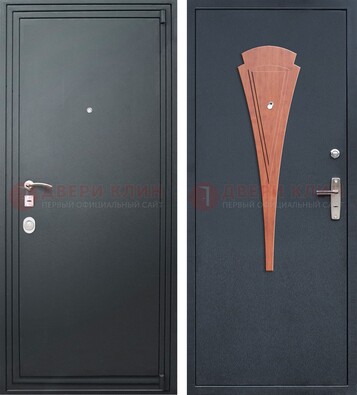Черная железная дверь с порошковым покрытием и накладкой МДФ внутри ДП-245 в Вологде