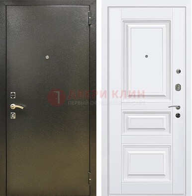 Железная темно-серая дверь с порошковым напылением и белой МДФ ДП-274 в Вологде