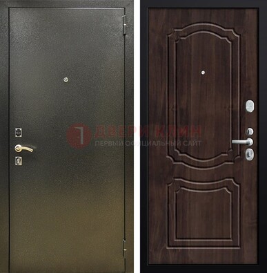Темно-серая железная дверь с порошковым покрытием и коричневой МДФ ДП-288 в Вологде
