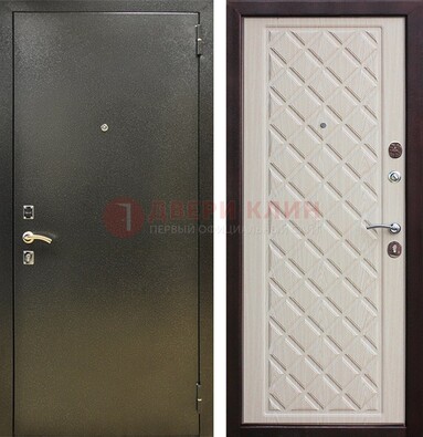 Темно-серая железная дверь с порошковым покрытием и филенчатой МДФ ДП-289 в Вологде