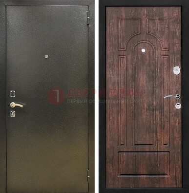 Темно-серая металлическая дверь с порошковым покрытием и МДФ коричневая ДП-292 в Вологде