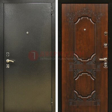 Входная дверь Темное серебро с порошковым покрытием и МДФ с узором ДП-293 в Вологде