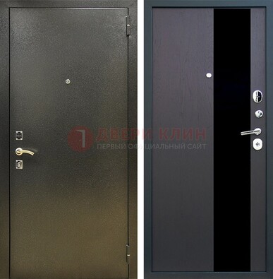 Входная темная дверь с порошковым покрытием и МДФ со стеклом ДП-294 в Вологде