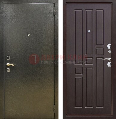Входная темно-серая дверь с порошковым напылением и коричневой МДФ ДП-301 в Вологде