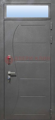 Чёрная входная дверь с порошковым окрасом и стеклом ДП-313 в Вологде
