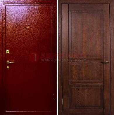 Красная железная дверь с порошковым окрасом ДП-58 в Вологде