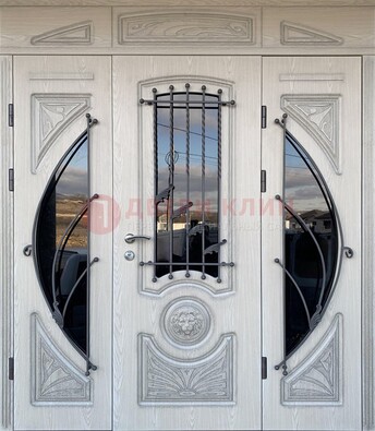 Большая парадная дверь Винорит со стеклом и ковкой ДПР-108 в Вологде