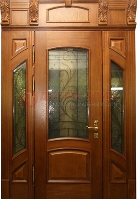 Парадная дверь со стеклянными вставками и ковкой ДПР-36 для дома в Вологде
