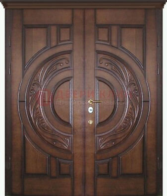Утепленная коричневая стальная парадная дверь ДПР-51 в Вологде